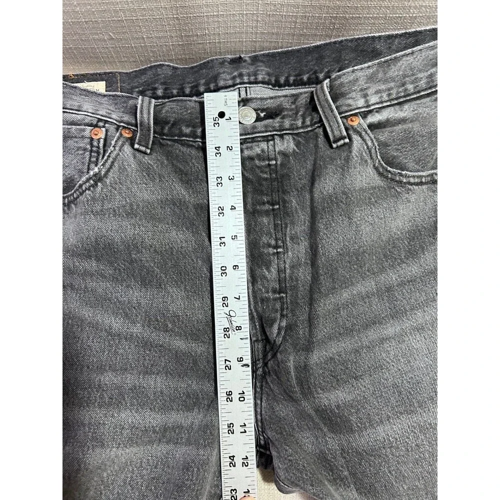 Levi's Men's 501 36x30 Original Straight Fit Jeans Big E Selvedge Washed Black
